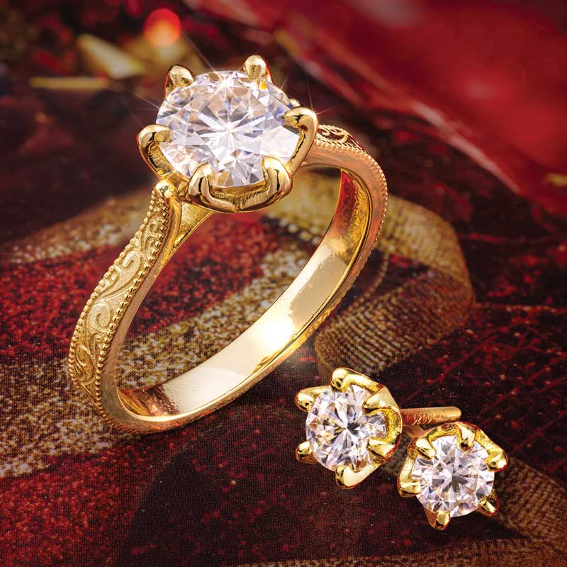 Star Power Moissanite Solitaire Ring & Earrings